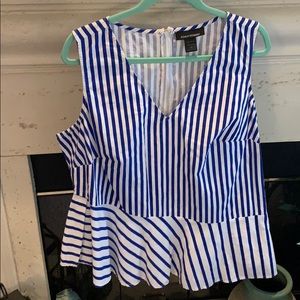 Asymmetrical Striped Shirt Ashley Stewart Sz 18